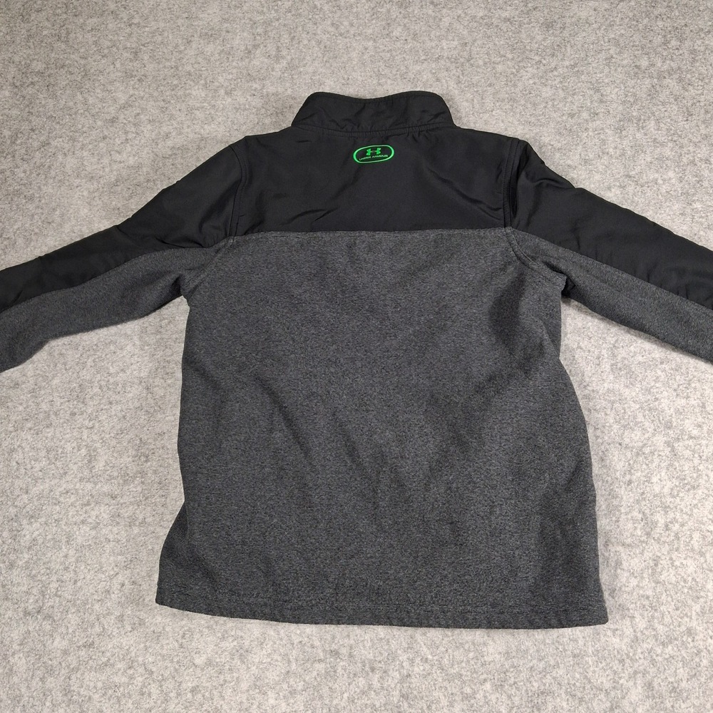 Under Armour 1/4 Zip Pullover Boys Medium Gray Black ColdGear Fleece 1299359 - Picture 2 of 9